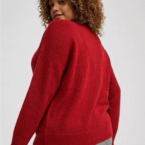 Torrid Vegan Cashmere Drop Shoulder Cardigan Festive Holiday V-Neck Sz 3X NWT - Picture 2 of 9